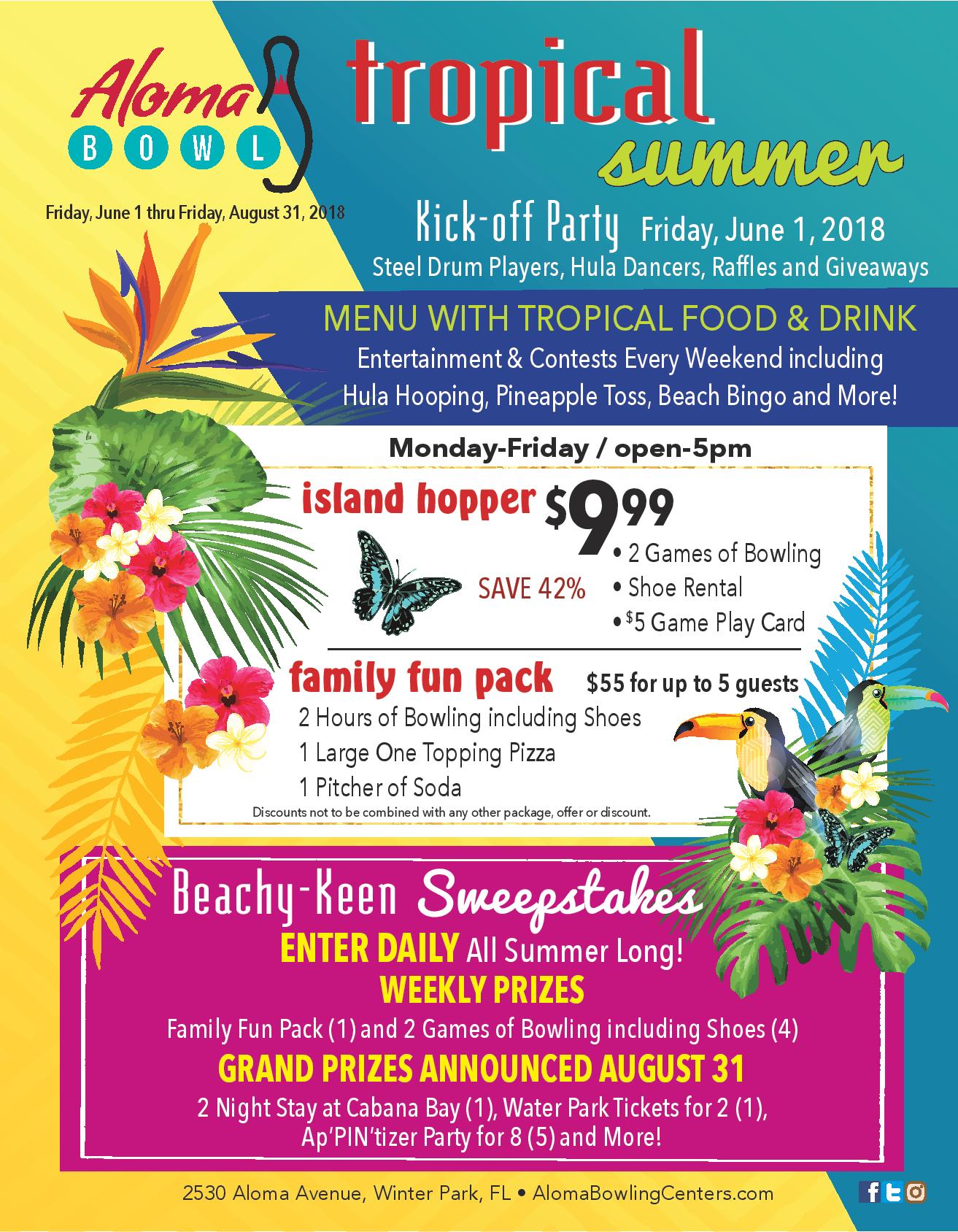 Aloma Bowling Centers offer discounts, sweepstakes during Tropical ...