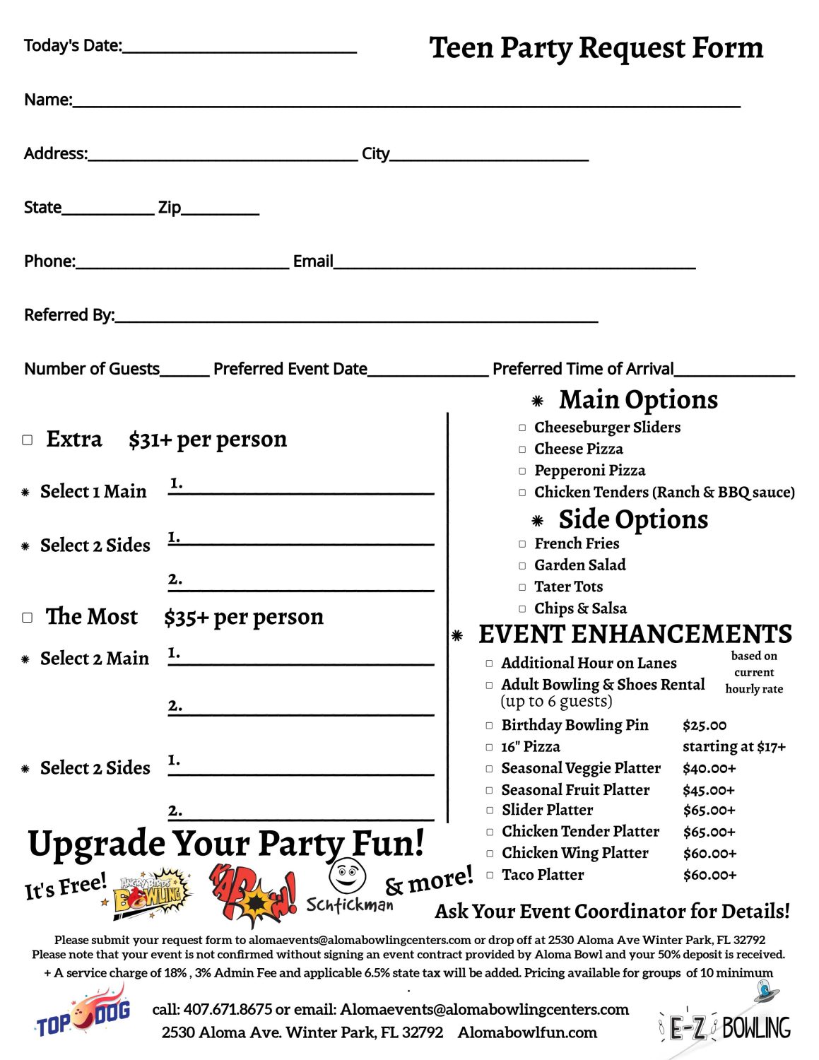 Teen Party Request Form